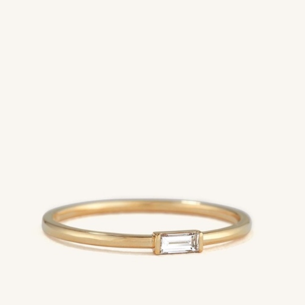 NWT Mejuri Solo Baguette Diamond Ring Size 5 14K Yellow Gold 2020 Version